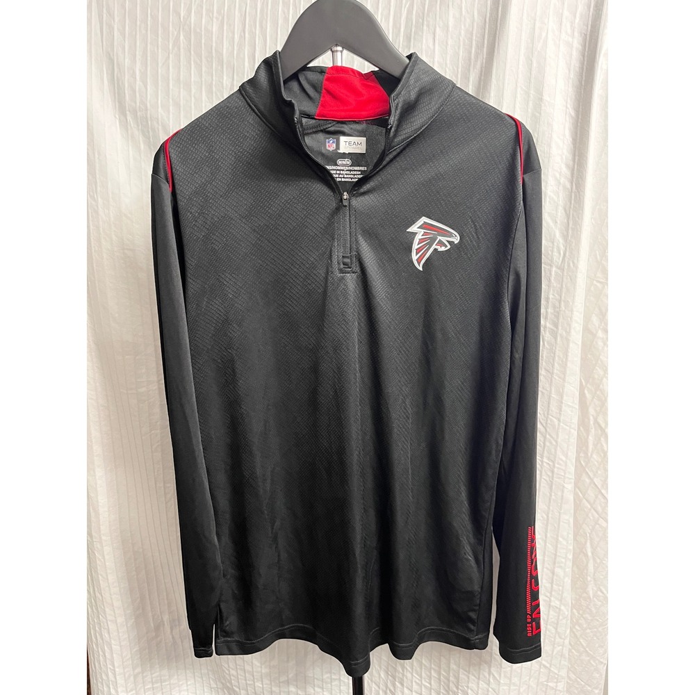 NFL Team Apparel Atlanta Falcons Mens Quarter Zip Pullover Black Red Size Medium